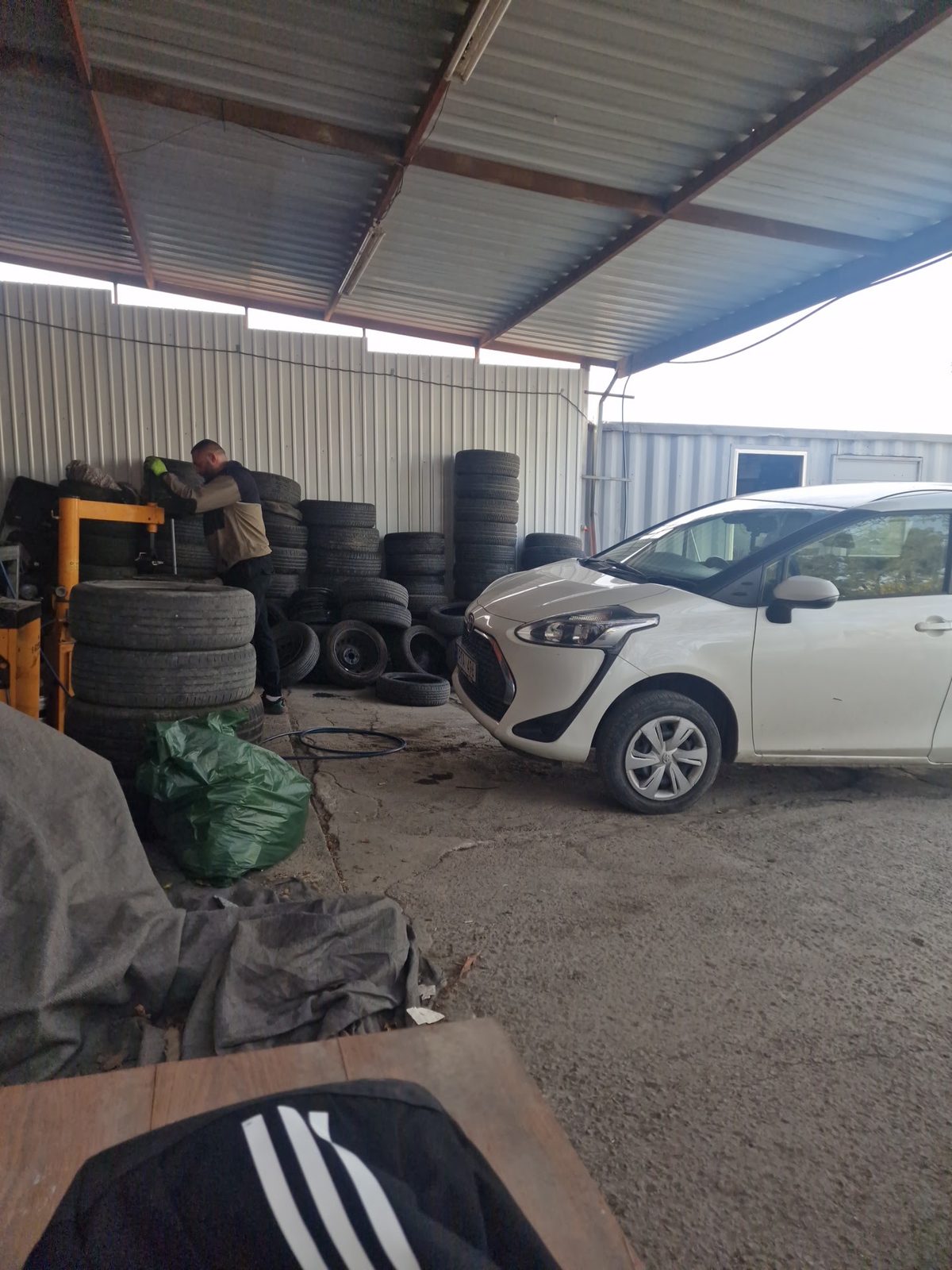 The tyre yard at the shop